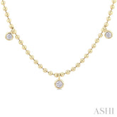 3/4 ctw Bezel Set Round Cut Diamond Ball Bead Chain Station Necklace in 14K Yellow Gold